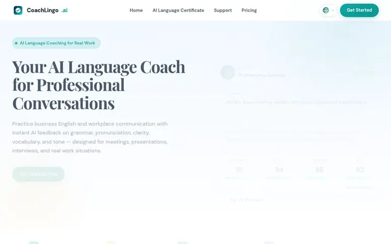 Screenshot of the CoachLingo.ai homepage