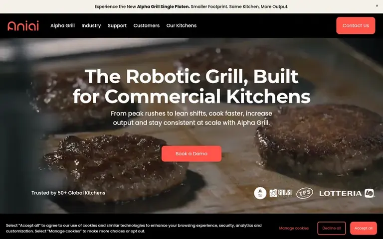 Screenshot of the Aniai homepage